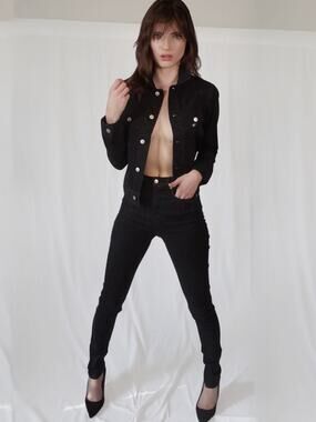 L'Ecole‎ Des Femmes High Waisted Skinny Jeans Black Stretch Size 25 NWT